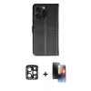MARSİLYAN™- iPhone 15 Pro Max Kılıf Siluet Işık Serisi - Siyah 3D Antistatik Mat Seramik Nano Ekran Koruyucu + PVD Metal Kamera Lens - LT