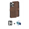 MARSİLYAN™- iPhone 15 Pro Max Kılıf Siluet Işık Serisi - Siyah 3D Antistatik Seramik Nano Ekran Koruyucu + PVD Metal Kamera Lens - GS