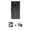 MARSİLYAN™- iPhone 15 Pro Max Kılıf Siluet Işık Serisi - Siyah 3D Antistatik Seramik Nano Ekran Koruyucu + PVD Metal Kamera Lens - GS