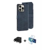 MARSİLYAN™- iPhone 15 Pro Max Kılıf Siluet Işık Serisi - Siyah 3D Antistatik Seramik Nano Ekran Koruyucu + Siyah Raze Metal Kamera Lens
