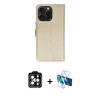 MARSİLYAN™- iPhone 15 Pro Max Kılıf Siluet Işık Serisi - Siyah 3D Antistatik Seramik Nano Ekran Koruyucu + PVD Metal Kamera Lens - TU