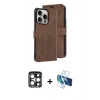 MARSİLYAN™- iPhone 15 Pro Max Kılıf Siluet Işık Serisi - Siyah 3D Antistatik Seramik Nano Ekran Koruyucu + PVD Metal Kamera Lens - LT