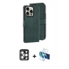 MARSİLYAN™- iPhone 15 Pro Max Kılıf Siluet Işık Serisi - Siyah 3D Antistatik Seramik Nano Ekran Koruyucu + PVD Metal Kamera Lens - LT