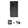 MARSİLYAN™- iPhone 15 Pro Max Kılıf Siluet Işık Serisi - Siyah 3D Antistatik Seramik Nano Ekran Koruyucu + Siyah PVD Metal Kamera Lens
