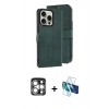 MARSİLYAN™- iPhone 15 Pro Max Kılıf Siluet Işık Serisi - Siyah 3D Antistatik Seramik Nano Ekran Koruyucu + PVD Metal Kamera Lens - GS