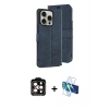 MARSİLYAN™- iPhone 15 Pro Max Kılıf Siluet Işık Serisi - Siyah 3D Antistatik Seramik Nano Ekran Koruyucu + PVD Metal Kamera Lens - TU
