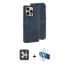 MARSİLYAN™- iPhone 15 Pro Max Kılıf Siluet Işık Serisi - Siyah 3D Antistatik Seramik Nano Ekran Koruyucu + PVD Metal Kamera Lens - GI