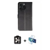 MARSİLYAN™- iPhone 15 Pro Max Kılıf Siluet Işık Serisi - Siyah 3D Antistatik Seramik Nano Ekran Koruyucu + PVD Metal Kamera Lens - TU