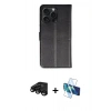 MARSİLYAN™- iPhone 15 Pro Max Kılıf Siluet Işık Serisi - Siyah 3D Antistatik Seramik Nano Ekran Koruyucu + Siyah Raze Metal Kamera Lens