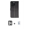 MARSİLYAN™- iPhone 15 Pro Max Kılıf Siluet Işık Serisi - Siyah Bilvis 0.18mm Plus Cam Ekran Koruyucu + PVD Metal Kamera Lens - GS