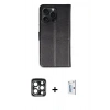MARSİLYAN™- iPhone 15 Pro Max Kılıf Siluet Işık Serisi - Siyah Bilvis 0.18mm Plus Cam Ekran Koruyucu + PVD Metal Kamera Lens - LT