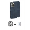 MARSİLYAN™- iPhone 15 Pro Max Kılıf Siluet Işık Serisi - Siyah Bilvis 0.18mm Plus Cam Ekran Koruyucu + PVD Metal Kamera Lens - GS