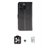 MARSİLYAN™- iPhone 15 Pro Max Kılıf Siluet Işık Serisi - Siyah Bilvis 0.18mm Plus Cam Ekran Koruyucu + PVD Metal Kamera Lens - TU