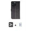 MARSİLYAN™- iPhone 15 Pro Max Kılıf Siluet Işık Serisi - Siyah Bilvis 0.18mm Plus Cam Ekran Koruyucu + PVD Metal Kamera Lens - SH