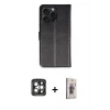 MARSİLYAN™- iPhone 15 Pro Max Kılıf Siluet Işık Serisi - Siyah Bilvis 3D Cam Ekran Koruyucu + PVD Metal Kamera Lens - GI