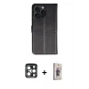 MARSİLYAN™- iPhone 15 Pro Max Kılıf Siluet Işık Serisi - Siyah Bilvis 3D Cam Ekran Koruyucu + PVD Metal Kamera Lens - LT