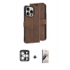 MARSİLYAN™- iPhone 15 Pro Max Kılıf Siluet Işık Serisi - Siyah Bilvis 3D Mat Cam Ekran Koruyucu + Gümüş PVD Metal Kamera Lens