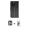 MARSİLYAN™- iPhone 15 Pro Max Kılıf Siluet Işık Serisi - Siyah Bilvis 3D Mat Cam Ekran Koruyucu + PVD Metal Kamera Lens - LT
