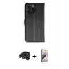 MARSİLYAN™- iPhone 15 Pro Max Kılıf Siluet Işık Serisi - Siyah Bilvis 3D Mat Cam Ekran Koruyucu + Raze Metal Kamera Lens - TMGI