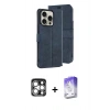 MARSİLYAN™- iPhone 15 Pro Max Kılıf Siluet Işık Serisi - Siyah Bilvis 5in1 3D Magic Cam Ekran Koruyucu + PVD Metal Kamera Lens - GS