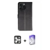 MARSİLYAN™- iPhone 15 Pro Max Kılıf Siluet Işık Serisi - Siyah Bilvis 5in1 3D Magic Cam Ekran Koruyucu + PVD Metal Kamera Lens - GS