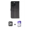MARSİLYAN™- iPhone 15 Pro Max Kılıf Siluet Işık Serisi - Siyah Bilvis 5in1 3D Magic Cam Ekran Koruyucu + PVD Metal Kamera Lens - GI