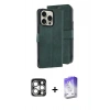MARSİLYAN™- iPhone 15 Pro Max Kılıf Siluet Işık Serisi - Siyah Bilvis 5in1 3D Magic Cam Ekran Koruyucu + PVD Metal Kamera Lens - GS