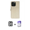 MARSİLYAN™- iPhone 15 Pro Max Kılıf Siluet Işık Serisi - Siyah Bilvis 5in1 3D Magic Cam Ekran Koruyucu + PVD Metal Kamera Lens - LT