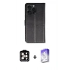 MARSİLYAN™- iPhone 15 Pro Max Kılıf Siluet Işık Serisi - Siyah Bilvis 5in1 3D Magic Cam Ekran Koruyucu + PVD Metal Kamera Lens - TU