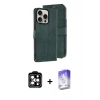 MARSİLYAN™- iPhone 15 Pro Max Kılıf Siluet Işık Serisi - Siyah Bilvis 5in1 3D Magic Cam Ekran Koruyucu + PVD Metal Kamera Lens - TU
