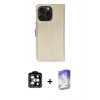 MARSİLYAN™- iPhone 15 Pro Max Kılıf Siluet Işık Serisi - Siyah Bilvis 5in1 3D Magic Cam Ekran Koruyucu + PVD Metal Kamera Lens - TU