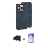 MARSİLYAN™- iPhone 15 Pro Max Kılıf Siluet Işık Serisi - Siyah Bilvis 5in1 3D Magic Cam Ekran Koruyucu + Raze Metal Kamera Lens - SH