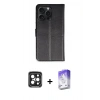 MARSİLYAN™- iPhone 15 Pro Max Kılıf Siluet Işık Serisi - Siyah Bilvis 5in1 3D Magic Cam Ekran Koruyucu + Siyah PVD Metal Kamera Lens