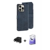 MARSİLYAN™- iPhone 15 Pro Max Kılıf Siluet Işık Serisi - Siyah Bilvis 5in1 5D Magic Hayalet Cam Ekran Koruyucu + Raze Metal Kamera Lens - SH