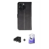 MARSİLYAN™- iPhone 15 Pro Max Kılıf Siluet Işık Serisi - Siyah Bilvis 5in1 5D Magic Hayalet Cam Ekran Koruyucu + Raze Metal Kamera Lens - TMGI