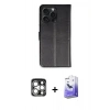 MARSİLYAN™- iPhone 15 Pro Max Kılıf Siluet Işık Serisi - Siyah Bilvis 5in1 5D Magic Hayalet Cam Ekran Koruyucu + PVD Metal Kamera Lens - GS