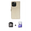 MARSİLYAN™- iPhone 15 Pro Max Kılıf Siluet Işık Serisi - Siyah Bilvis 5in1 5D Magic Hayalet Cam Ekran Koruyucu + PVD Metal Kamera Lens - TU
