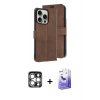 MARSİLYAN™- iPhone 15 Pro Max Kılıf Siluet Işık Serisi - Siyah Bilvis 5in1 5D Magic Hayalet Cam Ekran Koruyucu + PVD Metal Kamera Lens - GS