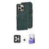 MARSİLYAN™- iPhone 15 Pro Max Kılıf Siluet Işık Serisi - Siyah Bilvis 5in1 5D Magic Hayalet Cam Ekran Koruyucu + PVD Metal Kamera Lens - SH
