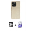 MARSİLYAN™- iPhone 15 Pro Max Kılıf Siluet Işık Serisi - Siyah Bilvis 5in1 5D Magic Hayalet Cam Ekran Koruyucu + PVD Metal Kamera Lens - GS