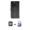 MARSİLYAN™- iPhone 15 Pro Max Kılıf Siluet Işık Serisi - Siyah Bilvis 5in1 5D Magic Hayalet Cam Ekran Koruyucu + Gri PVD Metal Kamera Lens