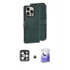 MARSİLYAN™- iPhone 15 Pro Max Kılıf Siluet Işık Serisi - Siyah Bilvis 5in1 5D Magic Hayalet Cam Ekran Koruyucu + PVD Metal Kamera Lens - LT