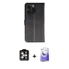 MARSİLYAN™- iPhone 15 Pro Max Kılıf Siluet Işık Serisi - Siyah Bilvis 5in1 5D Magic Hayalet Cam Ekran Koruyucu + PVD Metal Kamera Lens - TU