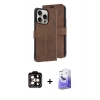 MARSİLYAN™- iPhone 15 Pro Max Kılıf Siluet Işık Serisi - Siyah Bilvis 5in1 5D Magic Hayalet Cam Ekran Koruyucu + PVD Metal Kamera Lens - TU
