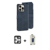 MARSİLYAN™- iPhone 15 Pro Max Kılıf Siluet Işık Serisi - Siyah Bilvis Hayalet Cam Ekran Koruyucu + PVD Metal Kamera Lens - GS
