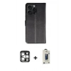 MARSİLYAN™- iPhone 15 Pro Max Kılıf Siluet Işık Serisi - Siyah Bilvis Hayalet Cam Ekran Koruyucu + PVD Metal Kamera Lens - GS
