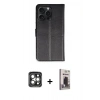 MARSİLYAN™- iPhone 15 Pro Max Kılıf Siluet Işık Serisi - Siyah Bilvis Hayalet Cam Ekran Koruyucu + PVD Metal Kamera Lens - GI