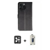 MARSİLYAN™- iPhone 15 Pro Max Kılıf Siluet Işık Serisi - Siyah Bilvis Hayalet Cam Ekran Koruyucu + PVD Metal Kamera Lens - SH