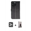 MARSİLYAN™- iPhone 15 Pro Max Kılıf Siluet Işık Serisi - Siyah Bilvis Hayalet Cam Ekran Koruyucu + PVD Metal Kamera Lens - SH