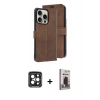MARSİLYAN™- iPhone 15 Pro Max Kılıf Siluet Işık Serisi - Siyah Bilvis Hayalet Cam Ekran Koruyucu + PVD Metal Kamera Lens - SH